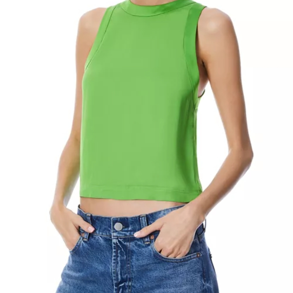 Alice and Olivia Angelina Charmeuse Green Top